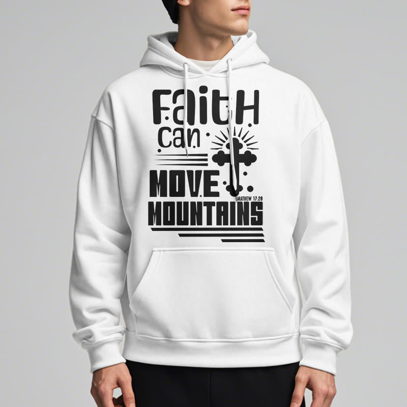 Christianartworkshop Sweat à capuche en polyester doublé polaire style moderne « La foi peut déplacer des montagnes » - image 1