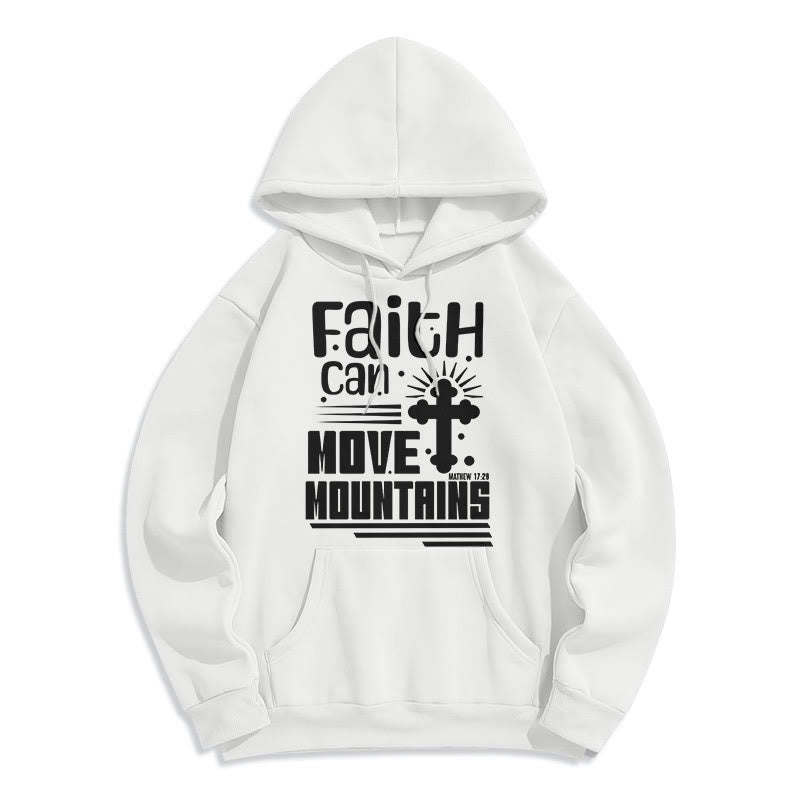 Christianartworkshop Sweat à capuche en polyester doublé polaire style moderne « La foi peut déplacer des montagnes » - Blanc - 2XL - image 0