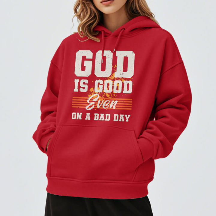Sweat à capuche en polyester doublé polaire style classique « Dieu est bon même les mauvais jours » de Christianartworkshop - image 37