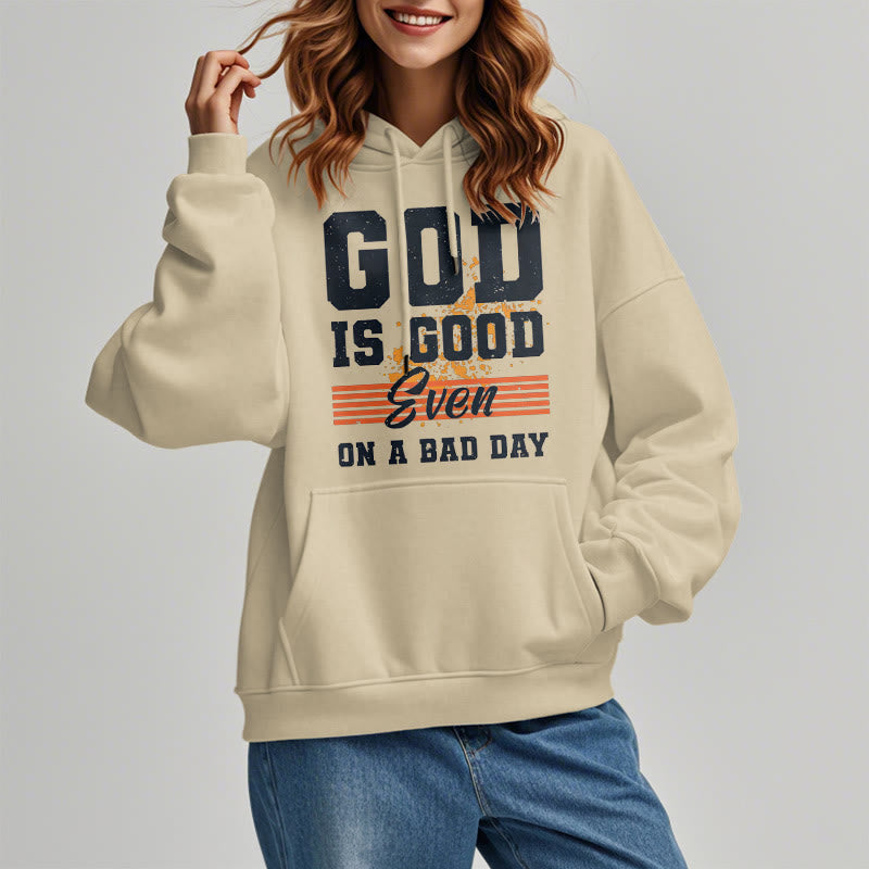 Sweat à capuche en polyester doublé polaire style classique « Dieu est bon même les mauvais jours » de Christianartworkshop - image 13
