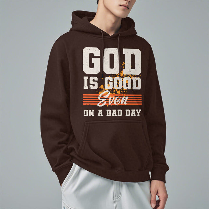 Sweat à capuche en polyester doublé polaire style classique « Dieu est bon même les mauvais jours » de Christianartworkshop - image 17