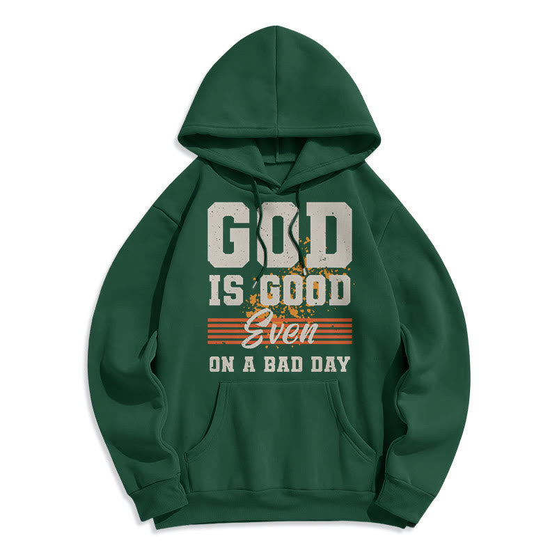 Sweat à capuche en polyester doublé polaire style classique « Dieu est bon même les mauvais jours » de Christianartworkshop - Vert - 2XL - image 20