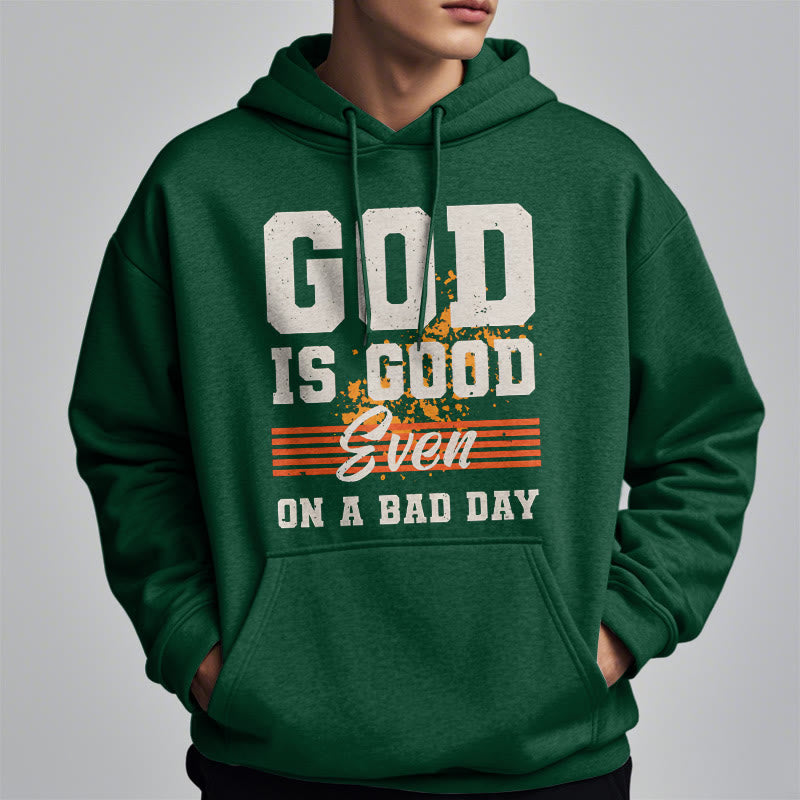 Sweat à capuche en polyester doublé polaire style classique « Dieu est bon même les mauvais jours » de Christianartworkshop - image 22