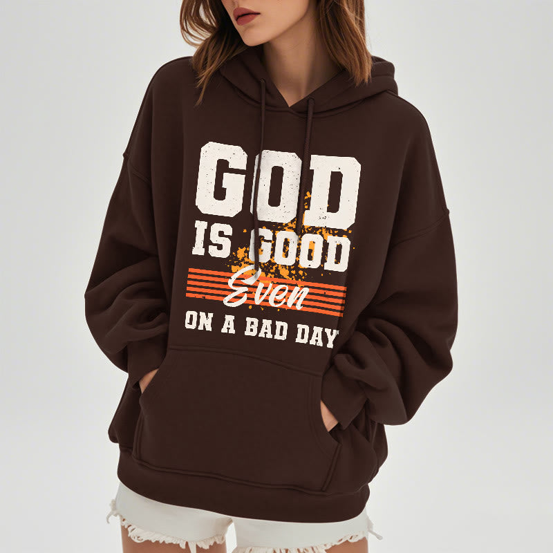 Sweat à capuche en polyester doublé polaire style classique « Dieu est bon même les mauvais jours » de Christianartworkshop - image 18