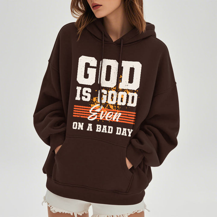 Sweat à capuche en polyester doublé polaire style classique « Dieu est bon même les mauvais jours » de Christianartworkshop - image 18