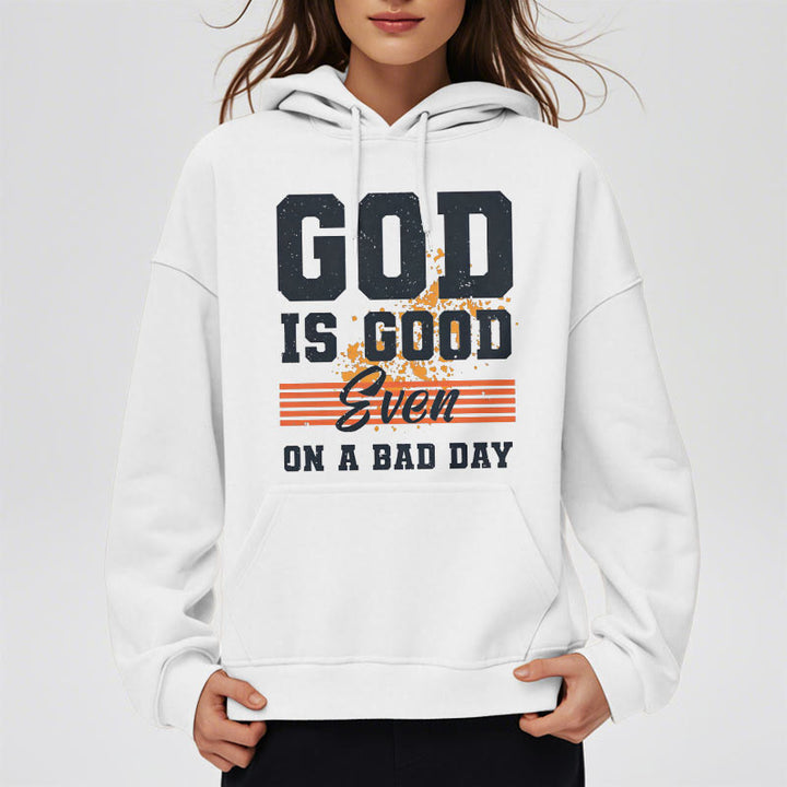 Sweat à capuche en polyester doublé polaire style classique « Dieu est bon même les mauvais jours » de Christianartworkshop - image 8