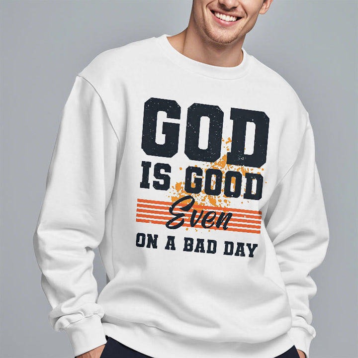 Sweat-shirt en polyester doublé polaire style classique « Dieu est bon même les mauvais jours » de Christianartworkshop - image 8