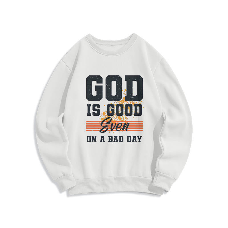 Sweat-shirt en polyester doublé polaire style classique « Dieu est bon même les mauvais jours » de Christianartworkshop - Blanc - 2XL - image 5