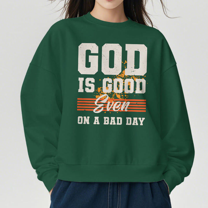 Sweat-shirt en polyester doublé polaire style classique « Dieu est bon même les mauvais jours » de Christianartworkshop - image 22