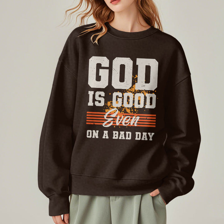Sweat-shirt en polyester doublé polaire style classique « Dieu est bon même les mauvais jours » de Christianartworkshop - image 18