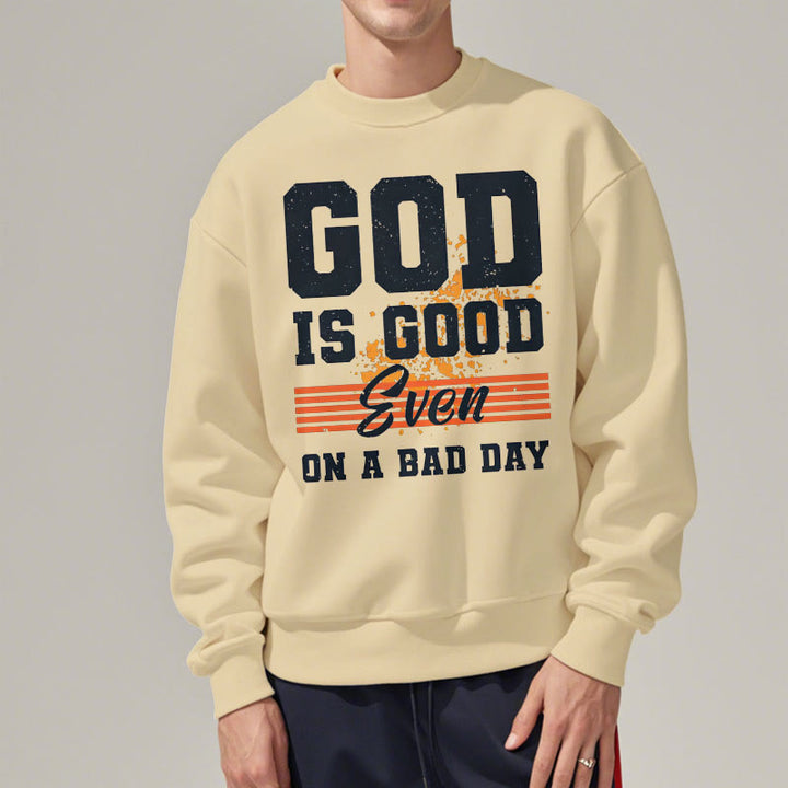 Sweat-shirt en polyester doublé polaire style classique « Dieu est bon même les mauvais jours » de Christianartworkshop - image 13