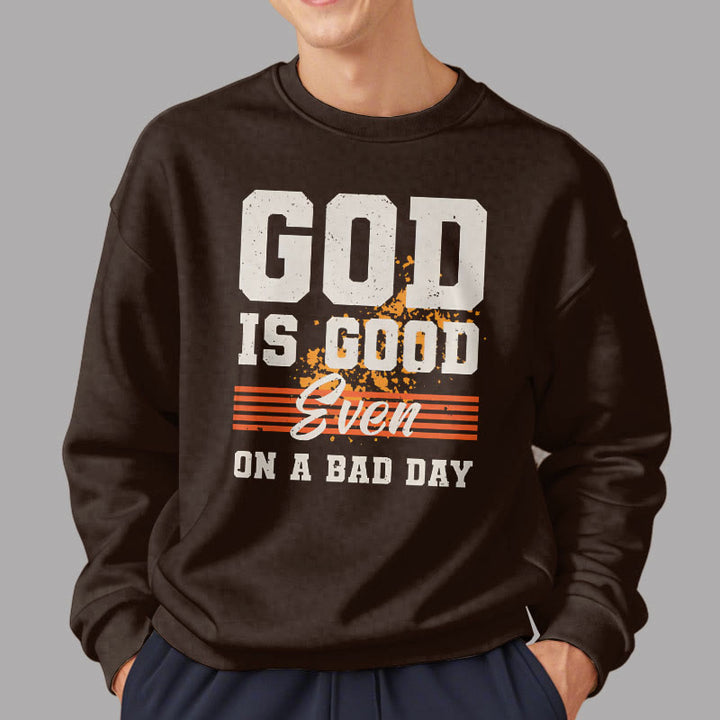 Sweat-shirt en polyester doublé polaire style classique « Dieu est bon même les mauvais jours » de Christianartworkshop - image 17