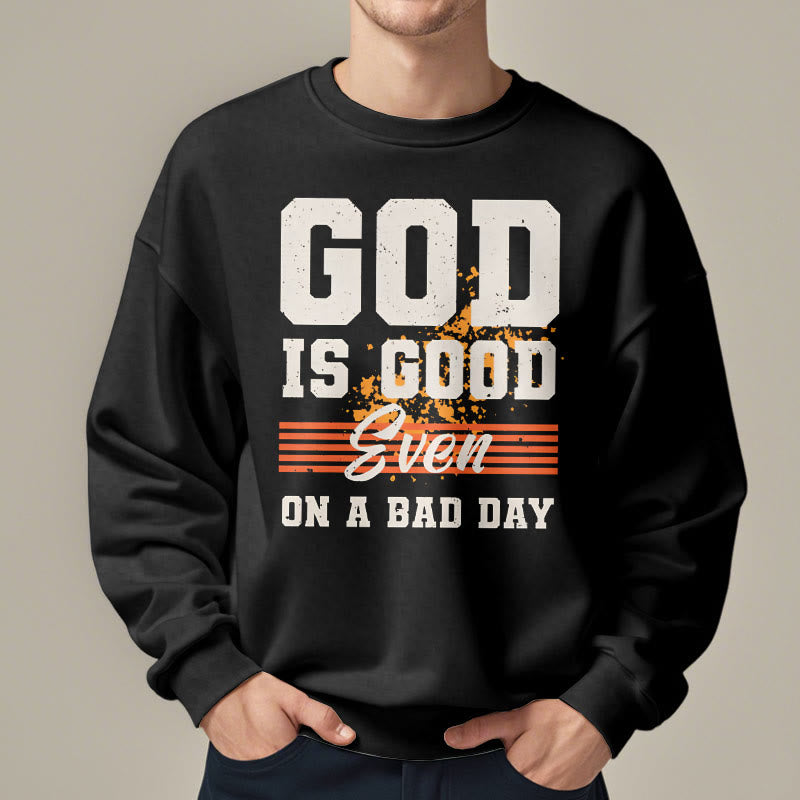 Sweat-shirt en polyester doublé polaire style classique « Dieu est bon même les mauvais jours » de Christianartworkshop - image 2