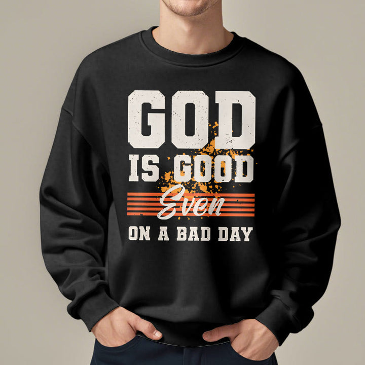Sweat-shirt en polyester doublé polaire style classique « Dieu est bon même les mauvais jours » de Christianartworkshop - image 2