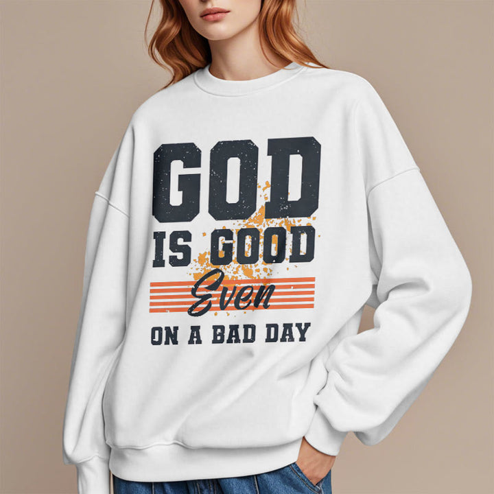 Sweat-shirt en polyester doublé polaire style classique « Dieu est bon même les mauvais jours » de Christianartworkshop - image 7
