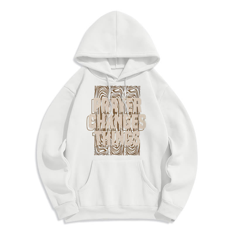 Sweat à capuche en polyester doublé polaire « La prière change les choses » de Christianartworkshop, style moderne - Blanc - 2XL - image 5