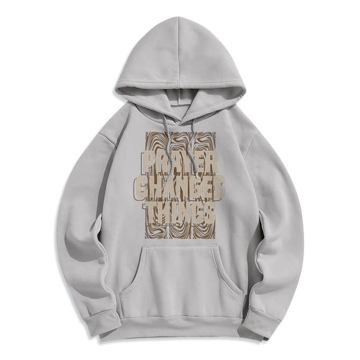 Sweat à capuche en polyester doublé polaire « La prière change les choses » de Christianartworkshop, style moderne - Gris - 2XL - image 30