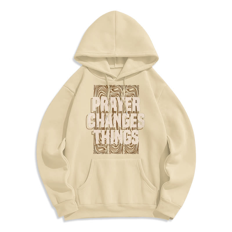 Sweat à capuche en polyester doublé polaire « La prière change les choses » de Christianartworkshop, style moderne - Beige - 2XL - image 10