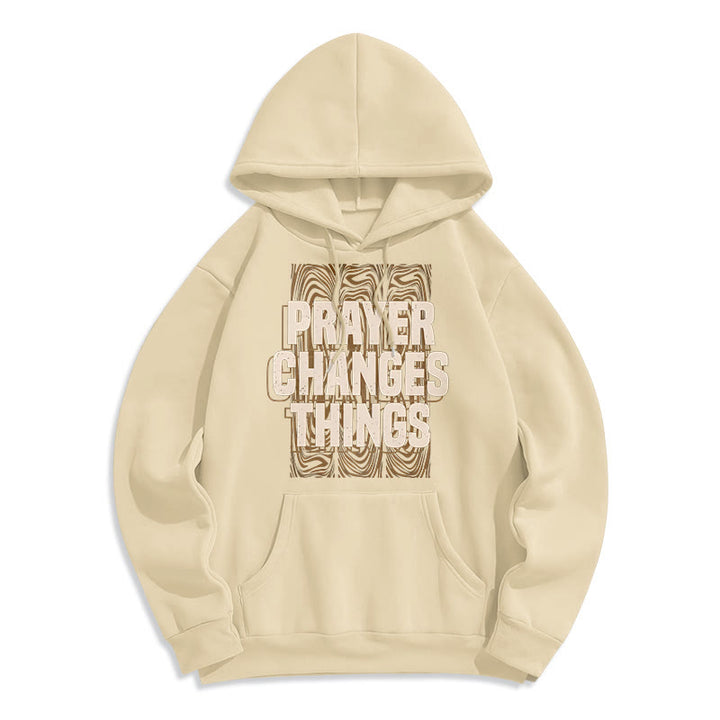 Sweat à capuche en polyester doublé polaire « La prière change les choses » de Christianartworkshop, style moderne - Beige - 2XL - image 10
