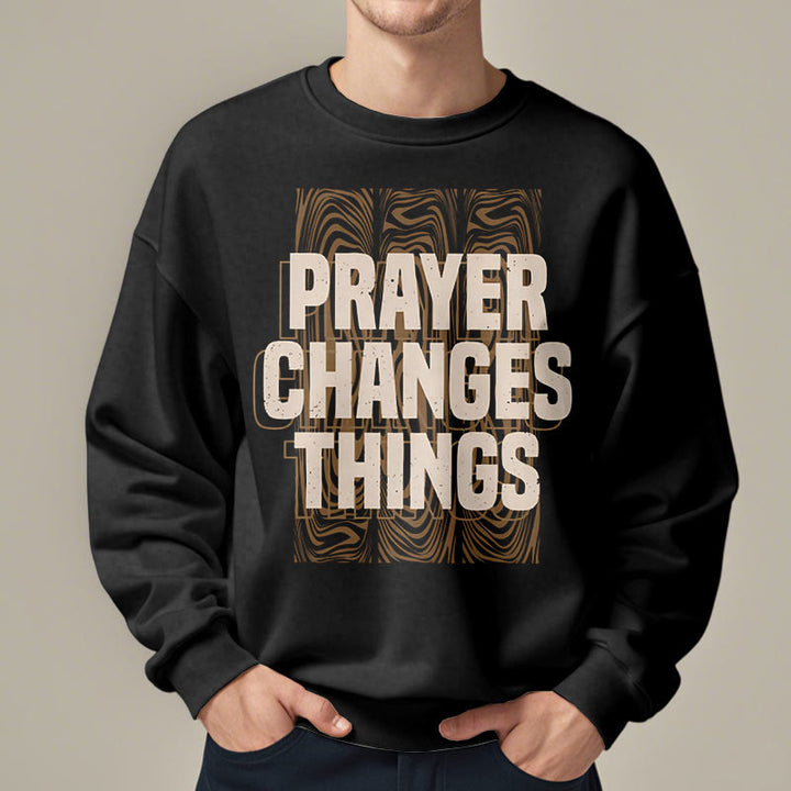 Sweat-shirt en polyester doublé polaire « La prière change les choses » de style moderne de Christianartworkshop - image 2
