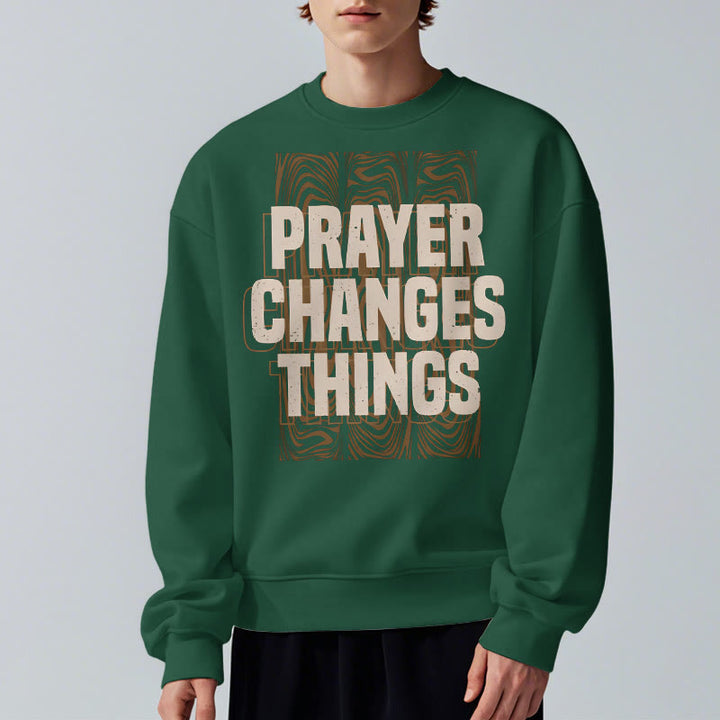 Sweat-shirt en polyester doublé polaire « La prière change les choses » de style moderne de Christianartworkshop - image 23