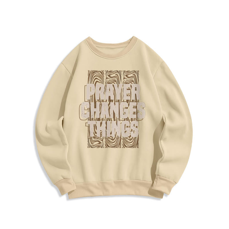 Sweat-shirt en polyester doublé polaire « La prière change les choses » de style moderne de Christianartworkshop - Beige - 2XL - image 10