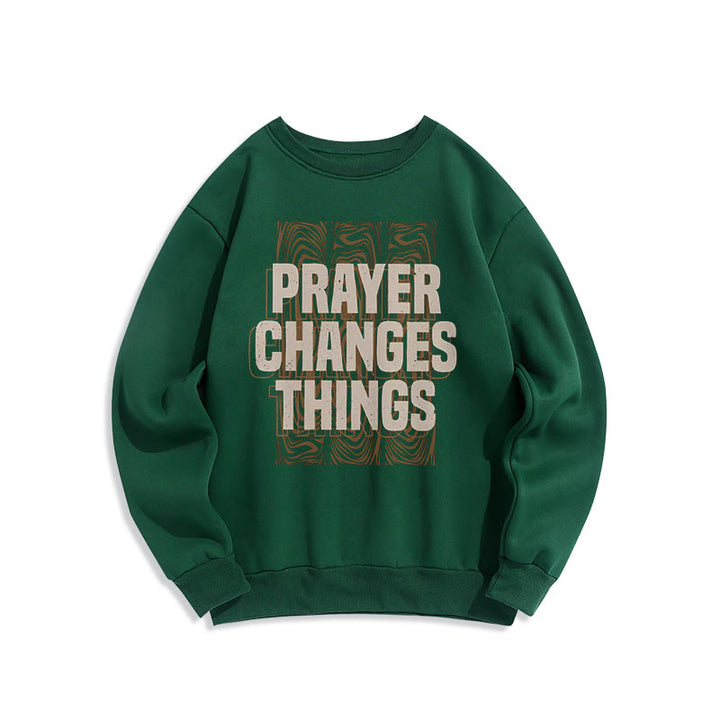 Sweat-shirt en polyester doublé polaire « La prière change les choses » de style moderne de Christianartworkshop - Vert - 2XL - image 20