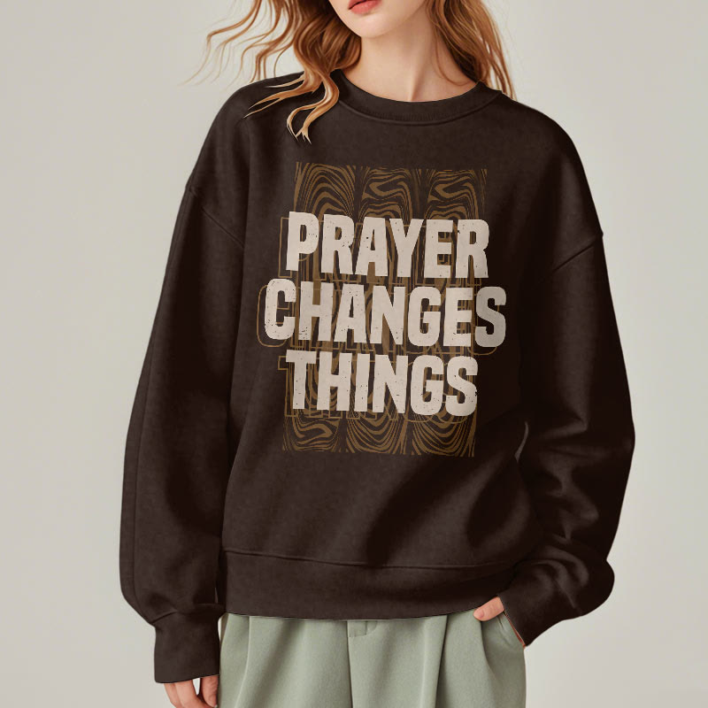 Sweat-shirt en polyester doublé polaire « La prière change les choses » de style moderne de Christianartworkshop - image 18