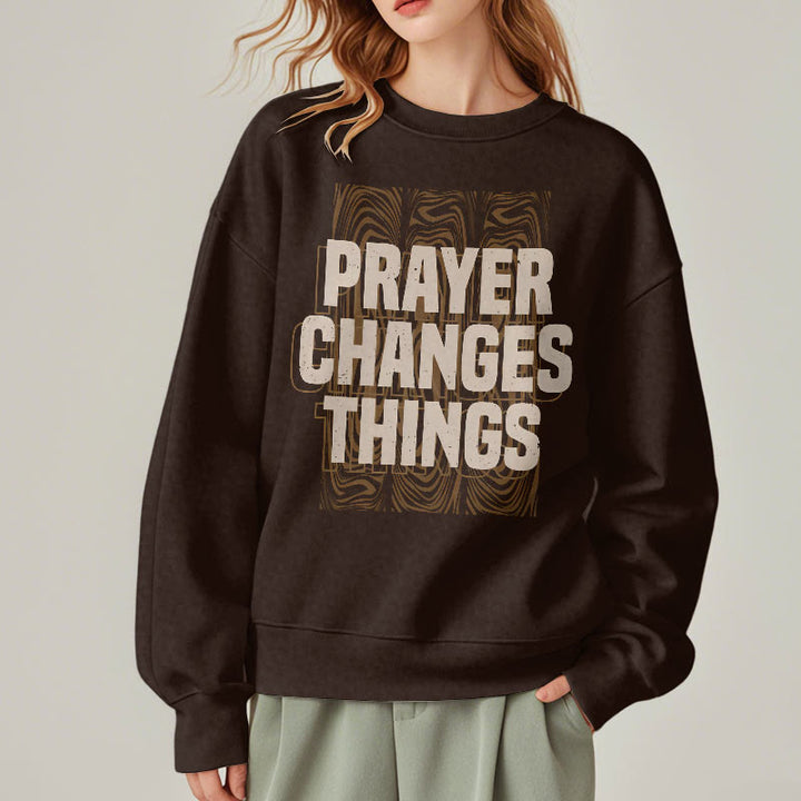 Sweat-shirt en polyester doublé polaire « La prière change les choses » de style moderne de Christianartworkshop - image 18