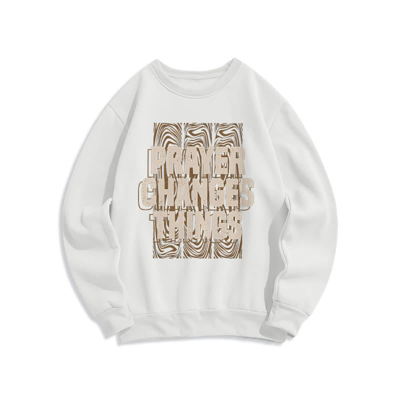 Sweat-shirt en polyester doublé polaire « La prière change les choses » de style moderne de Christianartworkshop - Blanc - 2XL - image 5
