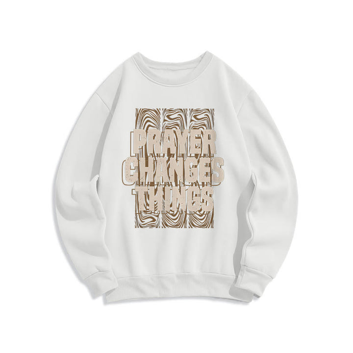 Sweat-shirt en polyester doublé polaire « La prière change les choses » de style moderne de Christianartworkshop - Blanc - 2XL - image 5