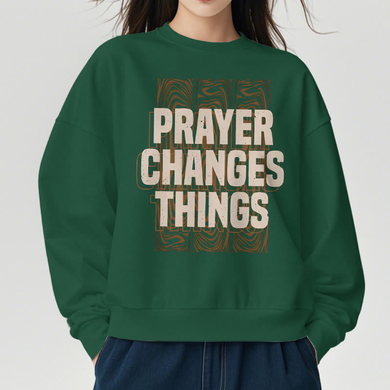 Sweat-shirt en polyester doublé polaire « La prière change les choses » de style moderne de Christianartworkshop - image 22
