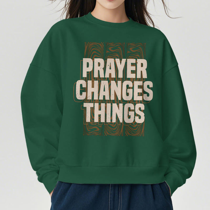 Sweat-shirt en polyester doublé polaire « La prière change les choses » de style moderne de Christianartworkshop - image 22