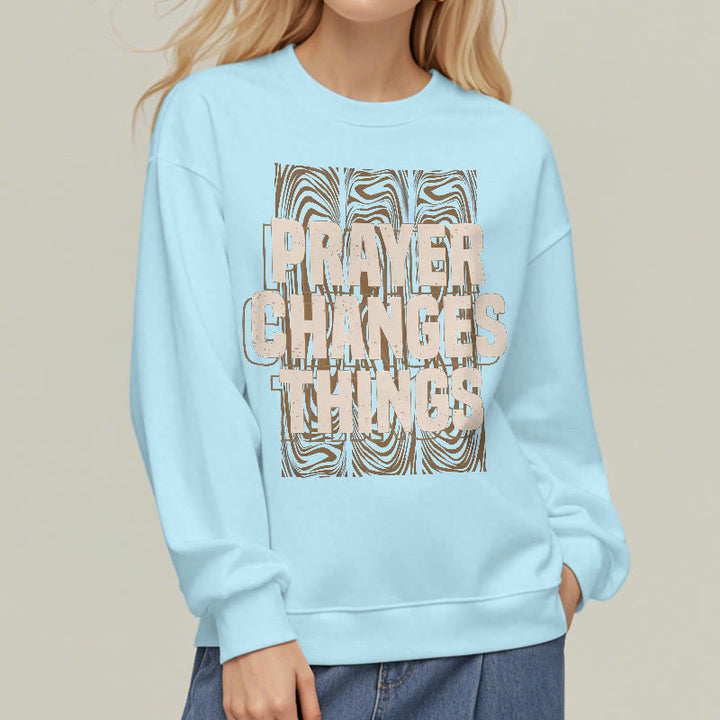 Sweat-shirt en polyester doublé polaire « La prière change les choses » de style moderne de Christianartworkshop - image 27