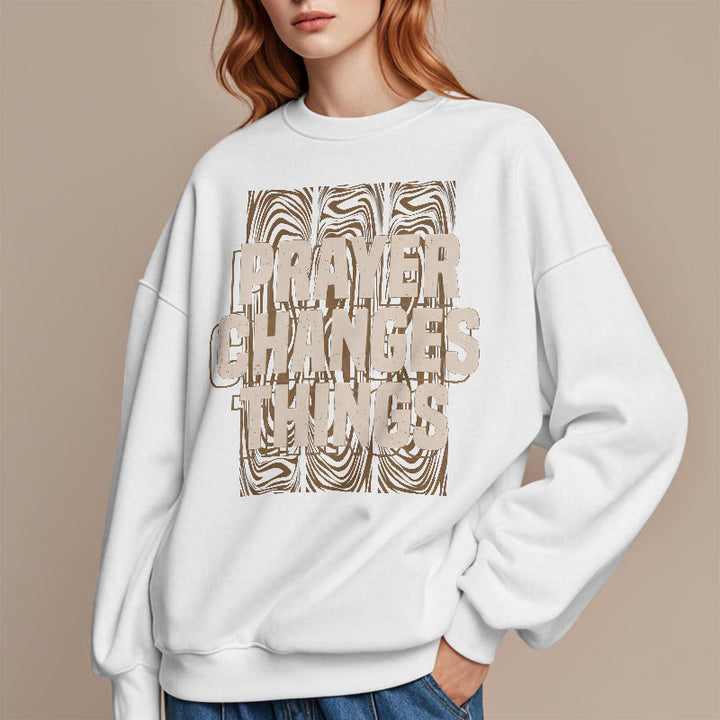Sweat-shirt en polyester doublé polaire « La prière change les choses » de style moderne de Christianartworkshop - image 7