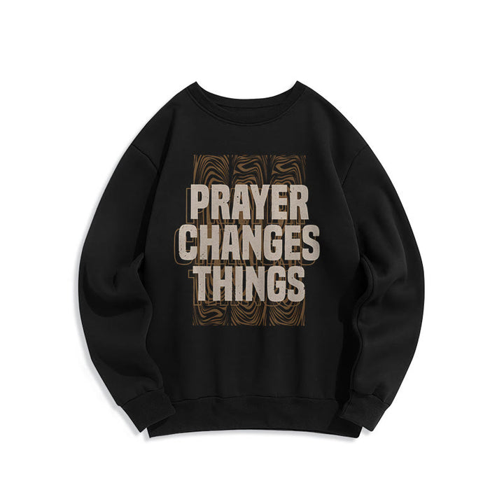 Sweat-shirt en polyester doublé polaire « La prière change les choses » de style moderne de Christianartworkshop - Noir - 2XL - image 0