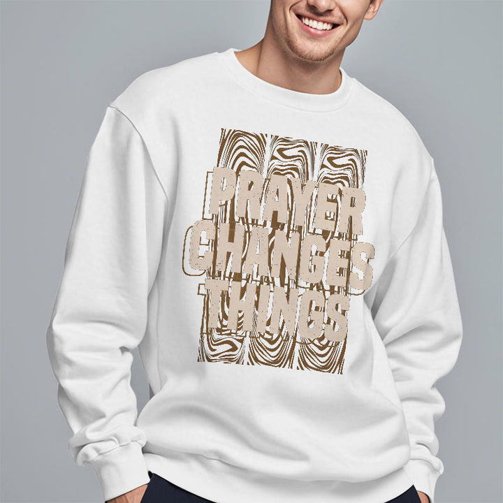 Sweat-shirt en polyester doublé polaire « La prière change les choses » de style moderne de Christianartworkshop - image 8