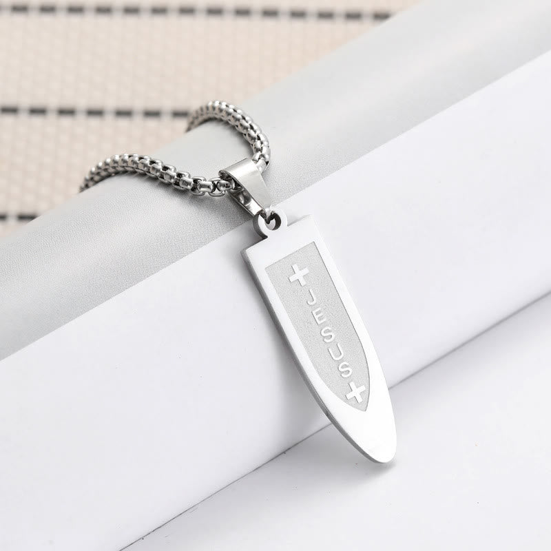 Christianartworkshop Collier pendentif croix divine de Jésus gravée, style moderne - Argent - image 1