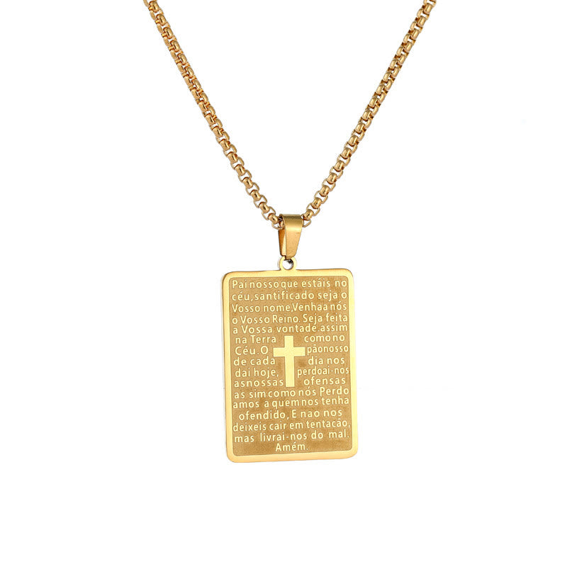 Christianartworkshop Collier pendentif croix style classique avec verset du Notre Père - image 4