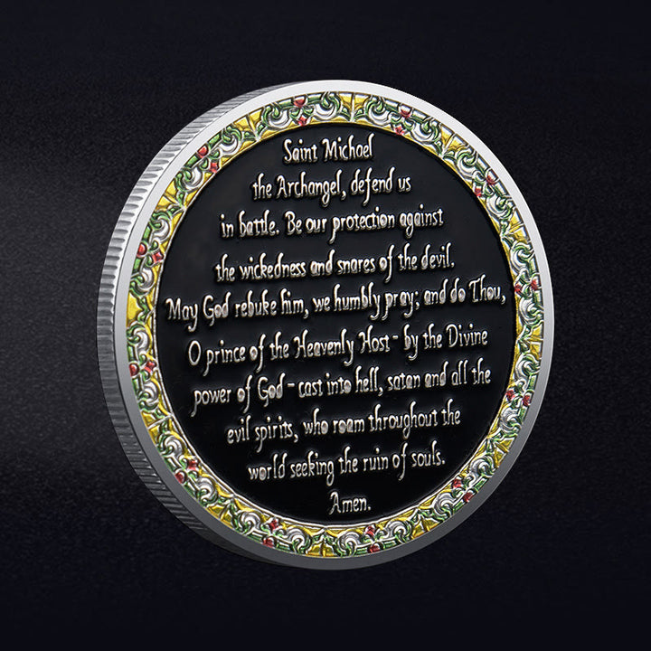 Christianartworkshop Pièce de monnaie de style classique représentant Saint Michel Archange, symbole de protection et de renforcement des liens. - image 2