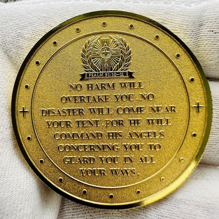 Christianartworkshop Pièce de monnaie de style classique représentant l'archange Saint Michel, protecteur, inspirée du Psaume 91:10-11, renforçant les liens. - image 5