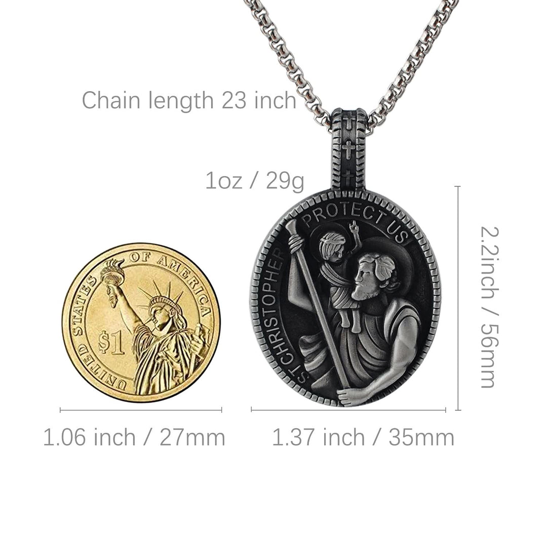 Christianartworkshop Collier pendentif Saint Christophe de style classique, orné d'une représentation de notre protection - image 2