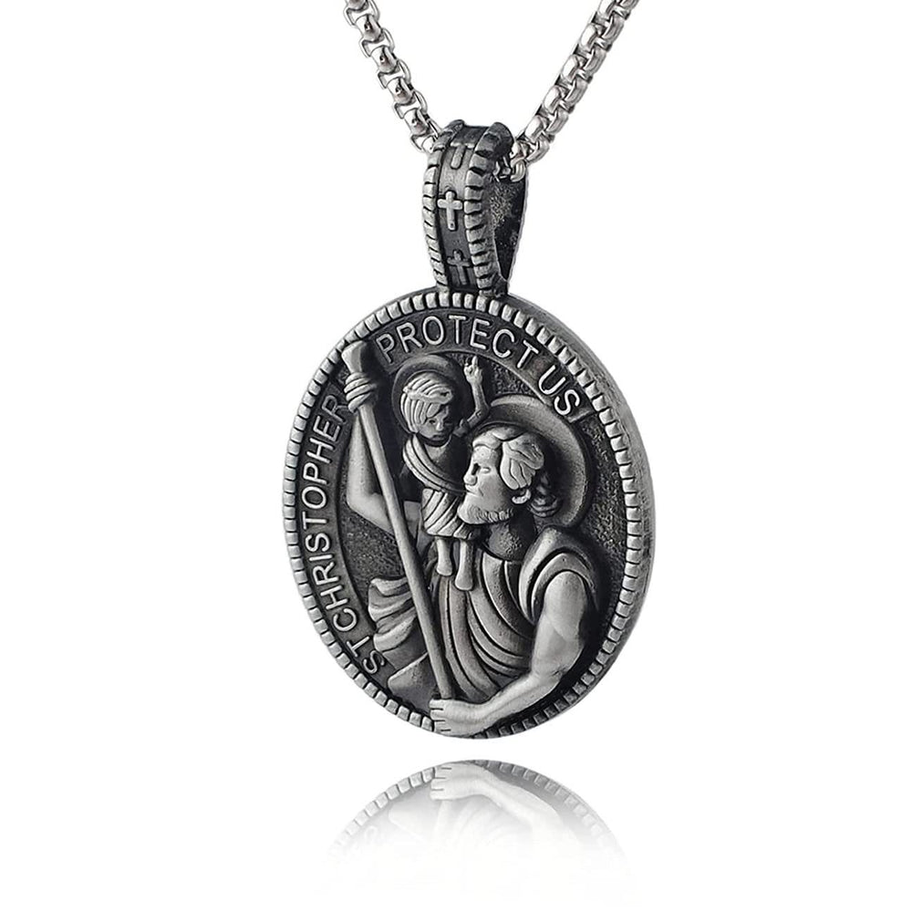 Christianartworkshop Collier pendentif Saint Christophe de style classique, orné d'une représentation de notre protection - image 1