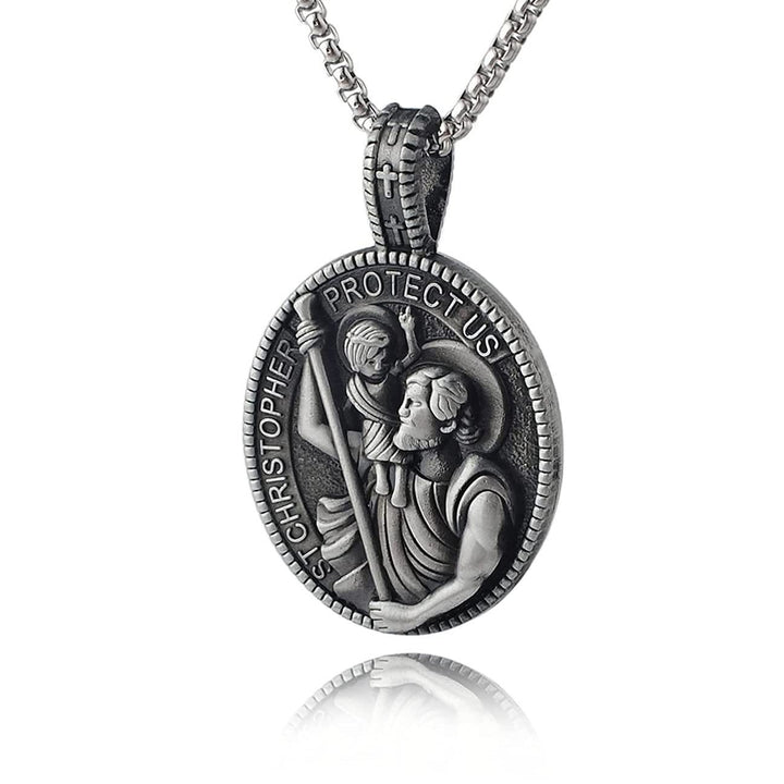 Christianartworkshop Collier pendentif Saint Christophe de style classique, orné d'une représentation de notre protection - image 1
