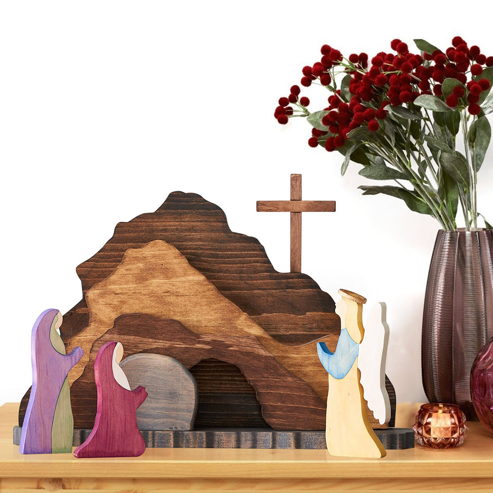 Christianartworkshop Ornements en bois colorés de style moderne représentant la Résurrection de Jésus-Christ - image 1