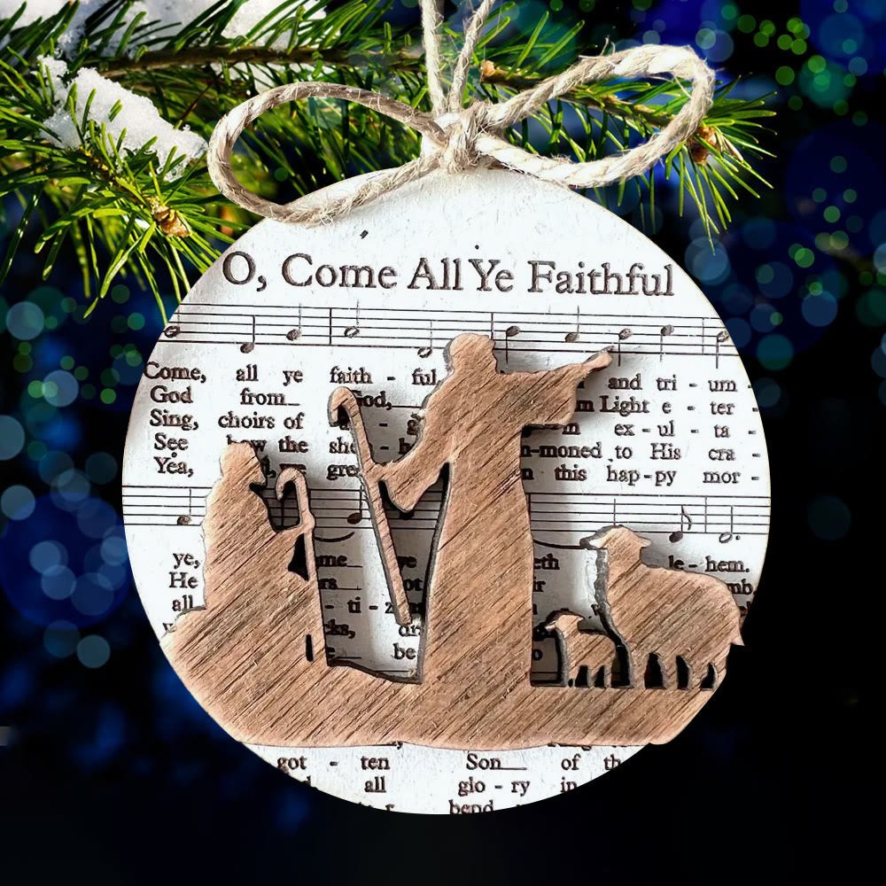 Christianartworkshop 5 décorations de Noël rustiques en bois, partitions musicales - Style B - image 6