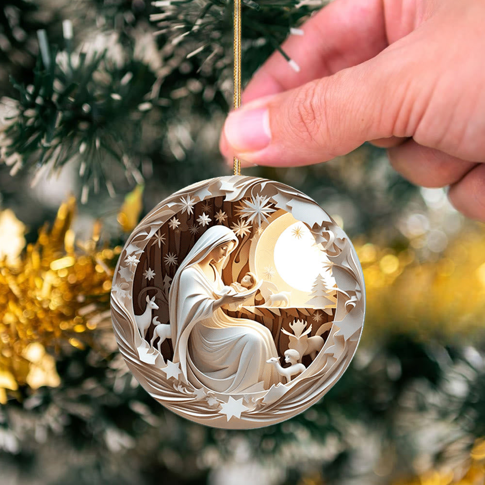 Christianartworkshop Crèche de Noël de style sculptural, ornements suspendus A - image 1