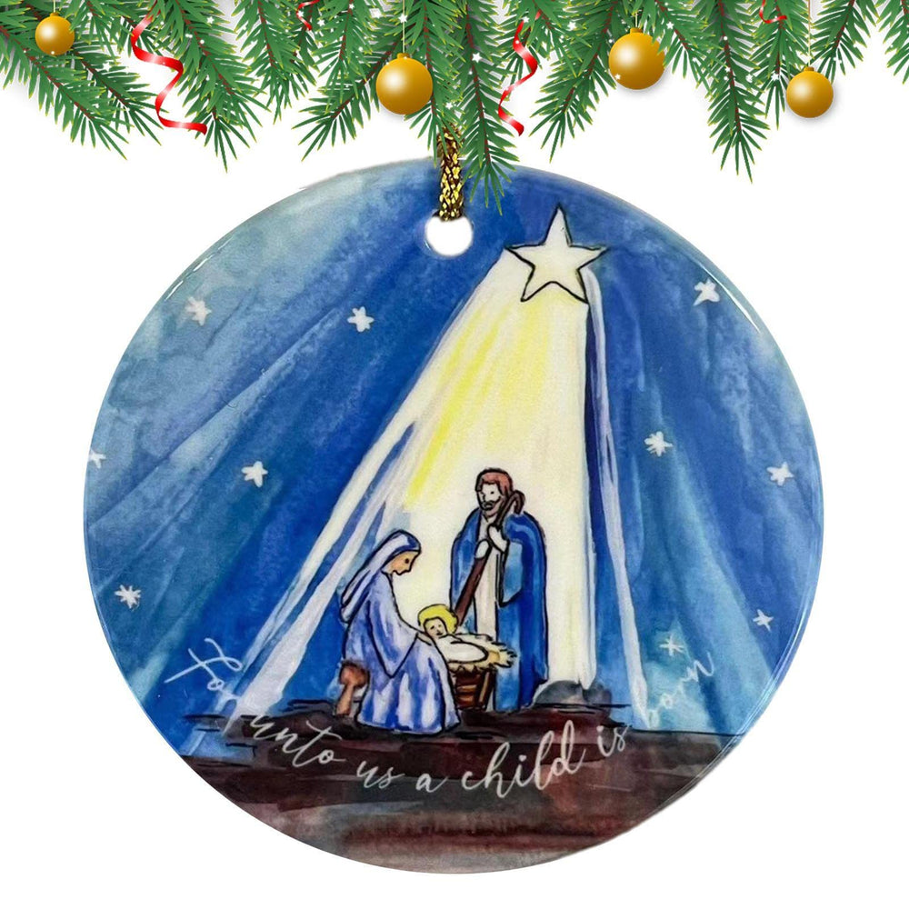 Christianartworkshop Crèche de Noël en acrylique colorée, motif Nuit étoilée, à suspendre - image 1