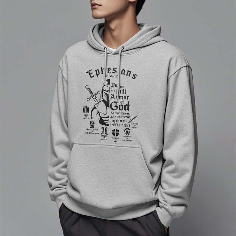 Sweat à capuche en polyester doublé polaire style « Armure complète de Dieu » de Christianartworkshop - image 32