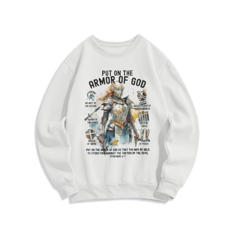 Sweat-shirt en polyester doublé polaire « Christianartworkshop » style coloré « Enfile l’armure de Dieu ». - Blanc - 2XL - image 0